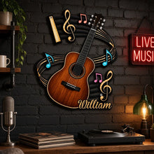 Load image into Gallery viewer, Personalized Guitar Shaped Metal Sign for Musicians | Gift Idea