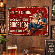 Load image into Gallery viewer, Personalized Retro Iron Sign Custom Names & Year Couple Gift