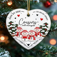 Load image into Gallery viewer, Personalized Ceramic Heart Ornament Cousins Gift Keepsake