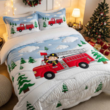 Load image into Gallery viewer, “Ignite Your Child’s Imagination!” - Cute Kid Playing Firefighter Quilt Bed Set - Customizable Gift for Kids Blanket PopCulturePrints