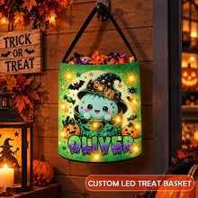 Load image into Gallery viewer, Personalized LED Light Up Pumpkin Treat Basket for Kids Halloween