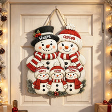 Load image into Gallery viewer, Personalized Wooden Snowman Family Sign Gift for Grandma & Grandpa Christmas Decor