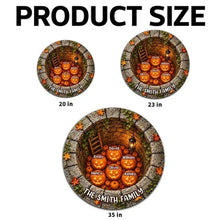 Load image into Gallery viewer, Personalized Halloween Shaped Doormat with Glowing Pumpkin Family Gift for Families