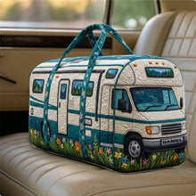 Load image into Gallery viewer, “Adventure Awaits!” - Camper Van Travel Bag, Personalized Duffle for Campers & Travel Enthusiasts Quilted Duffle Bag MagicInPrints