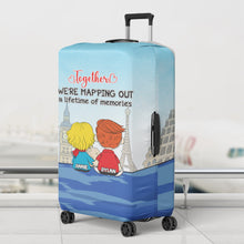 Load image into Gallery viewer, Personalized Luggage Cover for Couples - Together We're Mapping Out Memories Luggage Covers PopCulturePrints