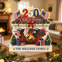 Load image into Gallery viewer, Personalized U.S. Flag Acrylic Ornament Custom Family Keepsake