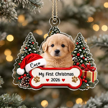 Load image into Gallery viewer, Personalized Pet Photo Acrylic Ornament My First Christmas Gift for Pet Parents