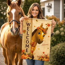 Load image into Gallery viewer, Personalized Garden Flag with Horses Fall Gift for Equestrians