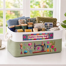 Load image into Gallery viewer, Personalized Cotton Linen Rope Sewing Basket Gift for Mom