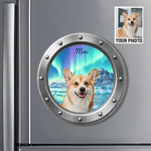 Load image into Gallery viewer, Personalized Acrylic Dog Magnet Peeking Through Porthole Gift for Pet Owners