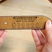 Load image into Gallery viewer, Personalized Leather Belt with Family Message Gift for Dad