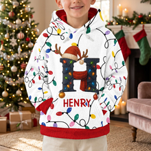 Load image into Gallery viewer, Personalized Family Initial Hoodie Colorful Reindeer Gifts