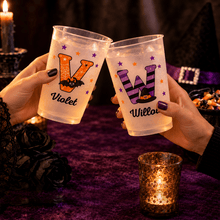 Load image into Gallery viewer, Personalized Frosted Plastic Halloween Cup Custom Name Gift for Family