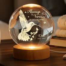 Load image into Gallery viewer, Personalized Hummingbird Globe Lamp Memorial Gift for Loved Ones
