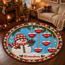Load image into Gallery viewer, Personalized Round Quilted Mat Snowman Gift for Grandma