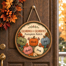 Load image into Gallery viewer, Personalized Wooden Pumpkin Patch Sign Gift for Grandma & Grandpa