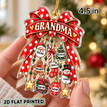 Load image into Gallery viewer, Personalized Acrylic Christmas Ornament Gift for Grandma with Red Bow