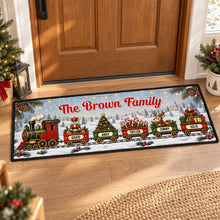 Load image into Gallery viewer, Personalized Premium Doormat Family Holiday Train Gift