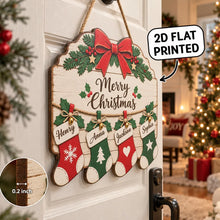 Load image into Gallery viewer, Personalized Wooden Family Sign with Stockings Rustic Decor Gift for Grandparents