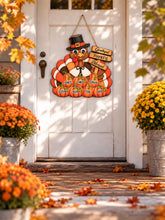 Load image into Gallery viewer, Personalized Wooden Sign with Pilgrim Turkey for Family Fall Decor