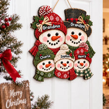 Load image into Gallery viewer, Personalized Wooden Snowman Sign for Grandma and Grandpa Holiday Decor