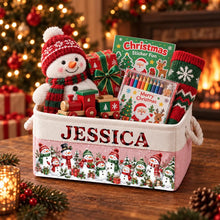Load image into Gallery viewer, Personalized Snowman Family Rope Basket Christmas Gift for Kids