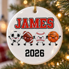 Load image into Gallery viewer, Personalized Multi-Sport Ceramic Ornament Gift for Kids