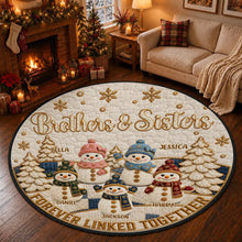 Load image into Gallery viewer, Personalized Round Quilted Mat Gift for Siblings with Snowmen