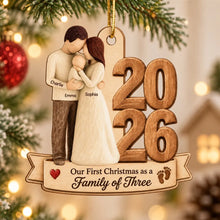 Load image into Gallery viewer, Personalized Wooden Christmas Ornament New Parents Gift 2023