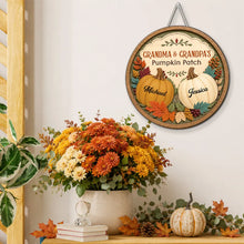 Load image into Gallery viewer, Personalized Wooden Pumpkin Patch Sign Gift for Grandma & Grandpa