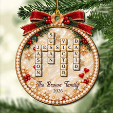 Load image into Gallery viewer, Personalized Family Word Search Ornament Red Gold Unique Gift