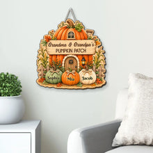 Load image into Gallery viewer, Personalized Wooden Sign Fall Pumpkin Gift for Grandma Grandpa