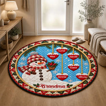 Load image into Gallery viewer, Personalized Round Quilted Mat Snowman Gift for Grandma
