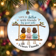 Load image into Gallery viewer, Personalized Ceramic Ornament Friends on Swing Gift for Best Friend