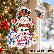 Load image into Gallery viewer, Personalized Snowman Acrylic Suncatcher Ornament for Grandma Christmas Gift