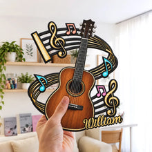 Load image into Gallery viewer, Personalized Guitar Shaped Metal Sign for Musicians | Gift Idea