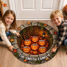 Load image into Gallery viewer, Personalized Halloween Shaped Doormat with Glowing Pumpkin Family Gift for Families