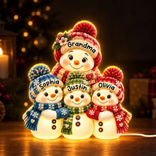 Load image into Gallery viewer, Personalized Acrylic Light Box Grandkids Snowman Gift for Grandma
