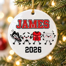 Load image into Gallery viewer, Personalized Ceramic Soccer Ornament Custom Name Christmas Gift for Players