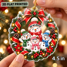 Load image into Gallery viewer, Personalized Acrylic Ornament Snowman Wreath Gift for Grandma
