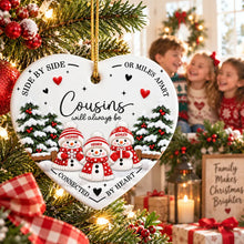 Load image into Gallery viewer, Personalized Ceramic Heart Ornament Cousins Gift Keepsake
