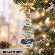 Load image into Gallery viewer, Personalized Coastal Acrylic Ornament with Christmas Tree & Starfish Family Gift