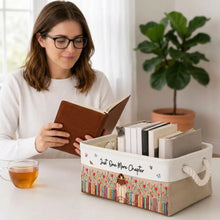 Load image into Gallery viewer, Personalized Cotton Linen Rope Basket Custom Gift for Book Lovers