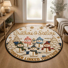Load image into Gallery viewer, Personalized Round Quilted Mat Gift for Siblings with Snowmen