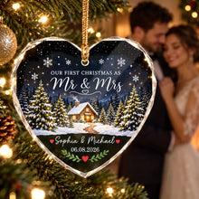 Load image into Gallery viewer, Personalized Crystal Heart Ornament First Christmas Gift for Couple