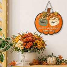 Load image into Gallery viewer, Personalized Wooden Sign for Grandma & Grandpa's Pumpkin Patch Gift