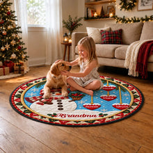 Load image into Gallery viewer, Personalized Round Quilted Mat Snowman Gift for Grandma