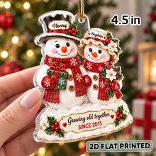 Load image into Gallery viewer, Personalized Snowman Couple Acrylic Ornament Christmas Gift