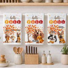Load image into Gallery viewer, Personalized Fall Kitchen Towel Smiling Dog Gift for Dog Lovers