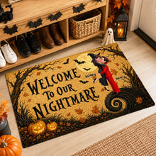 Load image into Gallery viewer, Personalized Halloween Doormat Welcome to Our Nightmare Gift for Couples